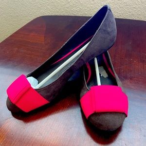 NEW Zara Women’s Brown Suede/ Bright Pink Flats Eu Size 38